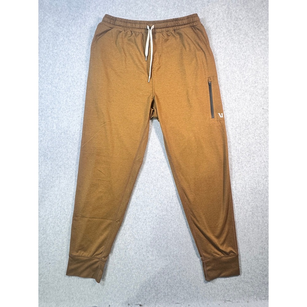 Vuori Sunday Performance Joggers Mens Tobacco Brown Heather Athletic Pants L